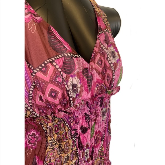 Bisou Bisou Halter Style Asymmetric Midi Dress Pink Women's Size 8 - Picture 5 of 11